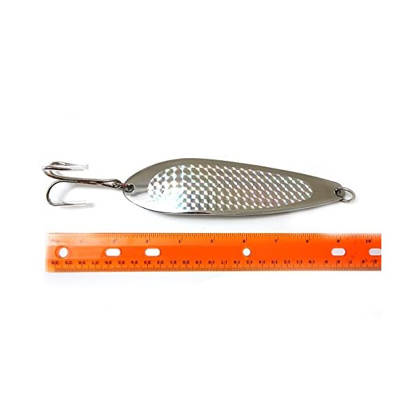 Fish-WOW-9oz-95inch-Fishing-Spoon-with-Treble-Hook-Bait-Lures-Fish-Jig-Silver-Prism-Tape
