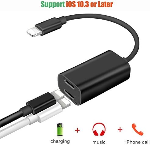 iPhone X Adapter, Kione iPhone X and iPhone 8/8 Plus Adapter &amp; Splitter, Phshion Dual Lightning Headphone Audio &amp; Charge Adapter for iPhone 7/7 Plus, Compatible with iOS 11(