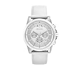 A|X Armani Exchange Men's Silvertone White Nylon With Silicone Straps Watch