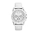 A|X Armani Exchange Men's Silvertone White Nylon with Silicone Straps Watch