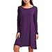 ShiZiBan Plus Size Women's Casual Swing Loose Fit Comfy Flattering Tunic Tops.Flare Short Sleeve T Shirt Dress (XXXX-Large, Purple-L)