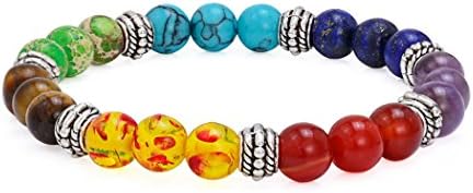 7 Chakra Stone Bracelet Crystal Reiki Healing Balancing Natural Gemstone Round Beads