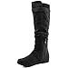 DailyShoes Women's Mid Calf Slouch Hidden Wedge Comfortable Slip On Round Toe Flat Heel Knee High Boots