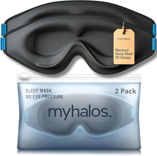 MyHalos Schlafmaske, 100% Verdunkelung, Wimpernfreundlich & Atmungsaktiv