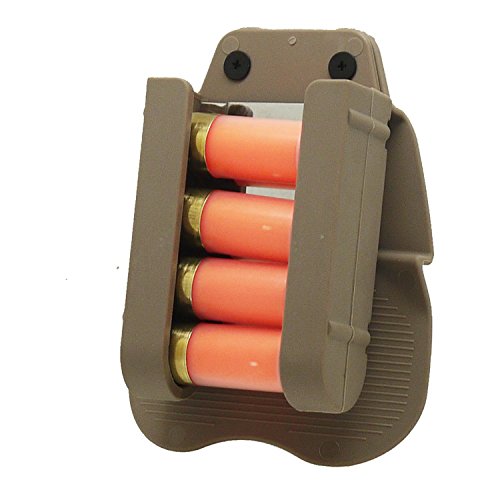 Ultimate Arms Gear Tan 2 Pack of 4-Round Shotgun Ammo Shot Shell Cartridge Hunting Carrier Competition Tension Holder Holster Belt Paddle Fits 12 GA Gauge, Mossberg 500/590/835/Maverick 88