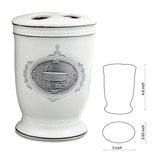 Seafulee Vintage Ceramic Bathroom Accessory Set, 4 Pieces Bath Ensemble, Bathroom Accessories Set Collection With Soap Dispenser Pump,Toothbrush Holder, Tumbler, Soap Dish