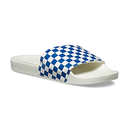 vans checkerboard slides blue