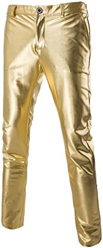 MADA Men's Skinny Night Club Metallic Faux Leather Pants