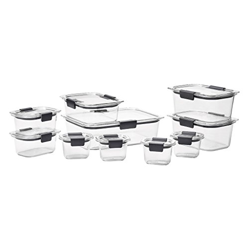Rubbermaid Brilliance Food Storage Container, 20-Piece Set, 100% Leak-Proof, Plastic, Clear