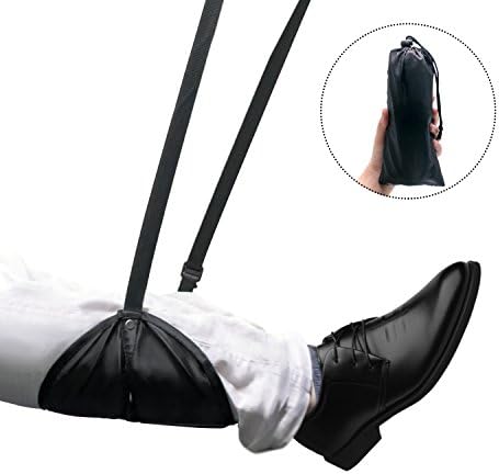 TimberRain Foot Rest, Adjustable Height Portable Travel Footrest Office Foot Rests and Flight Carry-on Foot Rest Travel Accessories, Best Foot Hammock (Black)