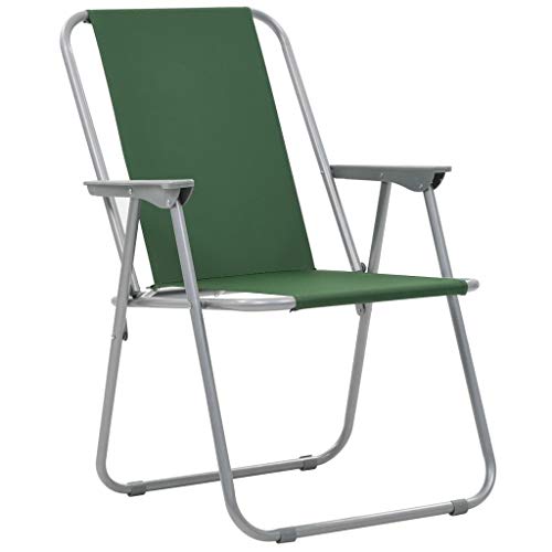 vidaXL 2X Campingstuhl Grün Klappstuhl Strandstuhl Gartenstuhl Angelstuhl – Bild 2