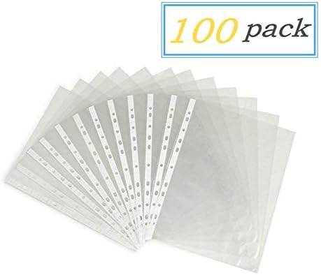Alikeke 100 Sheet Protectors, 8C，11 Hole Economy Design, Designed to Protect Frequently Used 8.5 x 11 Papers Clear Glare Free Design, 9.25 x 11.25 Top Loaded, 100 Pack