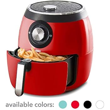 Dash DFAF455GBRD01 Deluxe Electric Air Fryer + Oven Cooker with Temperature Control, Non Stick Fry Basket, Recipe Guide + Auto Shut off Feature 6qt Red (Renewed)