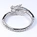 EVER FAITH Women's Austrian Crystal Cool Animal Fly Dragon Bangle Bracelet Black Silver-Tone