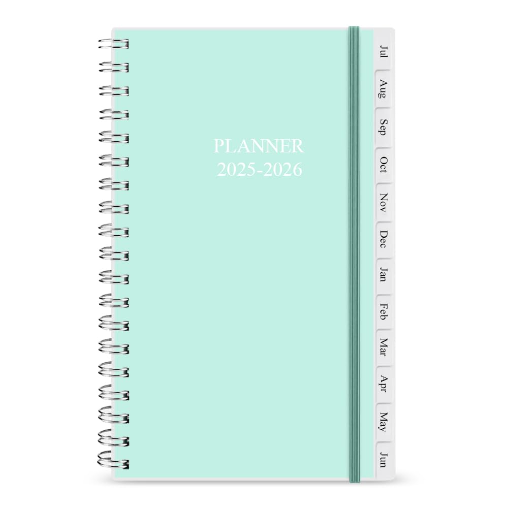 Photo 1 of 2025-2026 Pocket Planner, A6 Weekly Planner with Monthly Tabs, Run Jul 2025-Jun 2026, Elastic Closure, Twin-Wire Binding, Easy to Organize Your Daily Life, 3.75 x 6.75 In, Pocket Planners 2025 2026