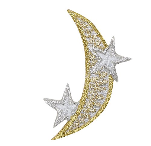 Gold Moon and Silver Stars Iron on Patch