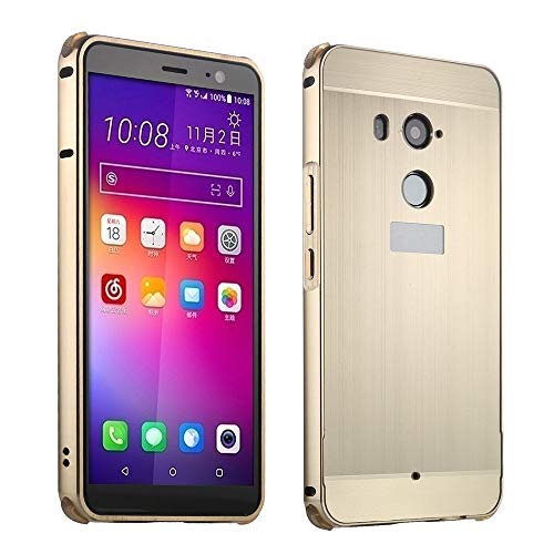 BGRFEB HTC U11 Plus Case, WindCase 2 in 1 Metal Aluminum Bumper + Brushed PC Hard Back Panel with Shock Absorption Edge Case Cover for HTC U11 Plus Gold
