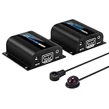 AGPTEK 1080P HD HDMI Network Extender Over Single Cat6/6A/7 Ethernet Cable 196 Feet 60m with IR Blaster Extension, Supports 3D 1080P 20~60KHz, Deep Color