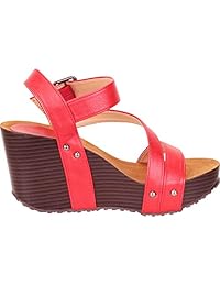 Cambridge Select Crossover Sandalias de cuña con plataforma gruesa y tiras para mujer