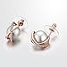 Caperci Rose Gold Plated Cubic Zirconia and Pearl Criss Cross Stud Earrings for Women