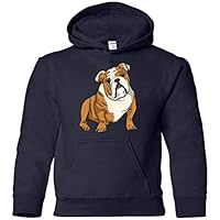 Weezag Bulldog Hoodie Sweatshirt, Funny Gift for Cute Dog Lovers (Navy, Kids 14-16/Youth L)