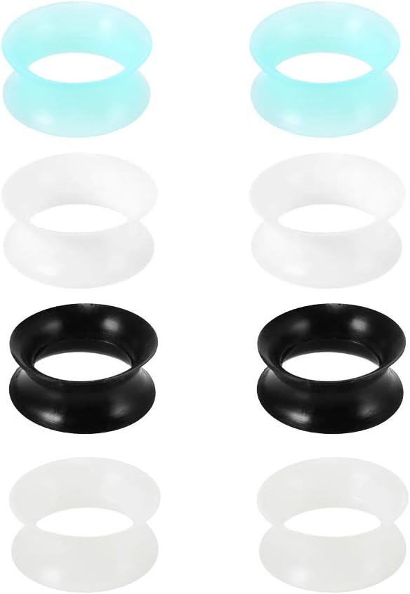 Silicone Ear Tunnels Double Flared Ear Gauges Plugs Expander Gauges Piercing Jewelry 8PCS