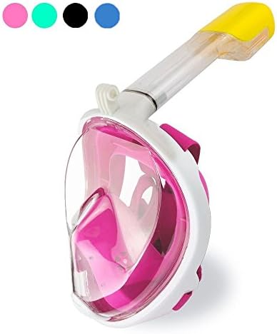 jhht RuiyuSnorkel Mask-Full Face 180°View with Easy Breathing Easy Draining design and Anti-fog Anti-leak Technology,for Water Sports Swimming, Diving Sea (Pink, L)