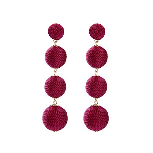 Retro long felted ball earrings tassels/charming pendan…