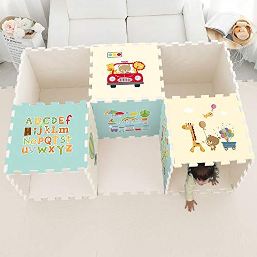Thicken Baby Activity Gym and Play Mat, Extra Large Foldble Crawling Playmat Floor Mat, 9Pcs Exercise Mat Solid Foam EVA Play Mat Skidproof Soft Cushioned Floor Mat Kids Puzzle Toy Gift (Multicolor)