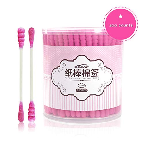 Easy To Clean Double Head Cotton Swab Cotton Buds Natural Soft Ears Stick Suitable for Ear Cleaning Make up Removing (Color : Green, Size : 7.64cm) - Thumbnail 2