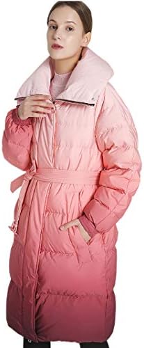 レディースダウンジャケット色が変わる厚くする暖かい90 ホワイトグースダウンミドル丈ダウン ジャケット冬スリムファッションホリデーアウター防風スタンドアップカラーコート