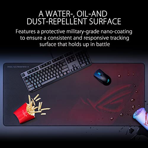 ASUS ROG Scabbard II Extended Gaming Mouse Pad – 35.4” x 15.7” (Extended/XXL Size), Black, Smooth Glide Surface, Water/Oil/Dust-Resistant, Anti-Fray Edges, Non-Slip Base