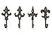 GASARÉ, Key Holder for Wall Mount, Cast Iron Key Hook, Fleur de Lis Design, Screws and Anchors, Large Size of 5 x 3¼ Inches Each, Brown, 4 Units