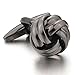 INBLUE Men's 2 PCS Rhodium Plated Cufflinks Black Love Knot Shirt Wedding Business 1 Pair Set