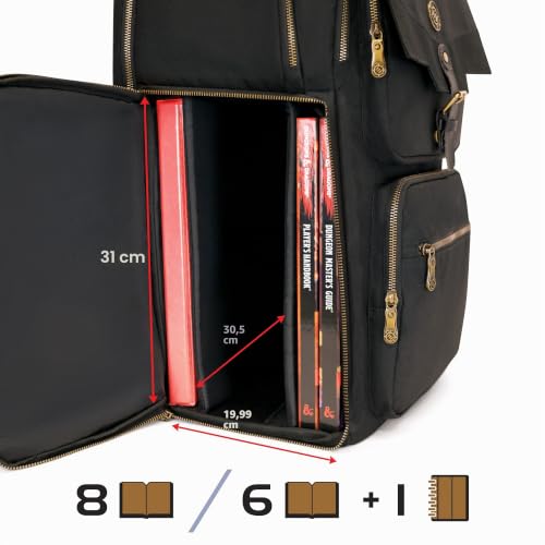 ENHANCE DnD Backpack - RPG DM Bag for Dungeons and Dragons - DnD Travel Organizer for 6-8 Books Upright Bag, Laptop Slot/18" DM Screen, Accessory Pockets