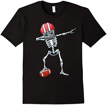 Mens Dabbing Skeleton Football Halloween T Shirt Costume Gifts Large Black