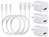 ML PRODUCTION Certified 5W 1A USB Power Wall Charger with 3'/1 m Lightning to USB Cable - 3 Piece