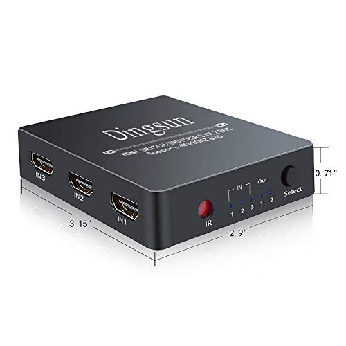 3 Port HDMI Switch, 2 Port HDMI Splitter, HDMI Switch Splitter, HDMI Switcher with Remote, HDMI Splitter with Remote, HDMI Port, HDMI Switch Splitter Support 4k, 3D, HDMI 1.4v (3 IN 2 OUT HDMI Switch)