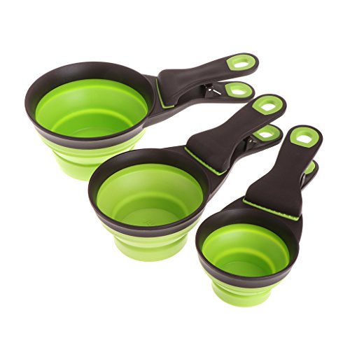 Hikig Collapsible Pet Cat Rabbit Dog Food Scoop Spoon Measuring Cup Bag Sealing Clip (M)