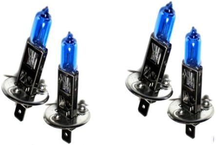 4 x H1 100w Super White Ultra Bright Headlight Bulbs 12V Xenon Look, Halogen Upgrade Car Vehicle (2 Pairs)