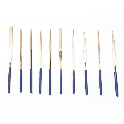 Atoplee 10pcs Titanium Coated Mini Diamond Needle File Set for Metal Glass Stone - Thumbnail 3