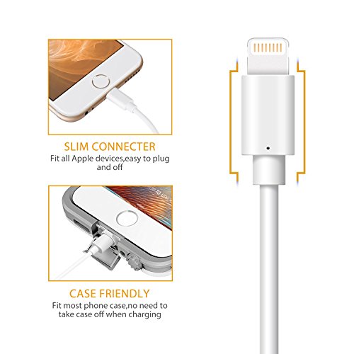 iPhone Charger, BUDGET & GOOD 8 Pin Lightning to USB Cable Cord 3 Pack 3FT iPhone Charging Cable for iPhone X 8 8 Plus 7 7 Plus 6 6S 6 Plus 5S SE iPod iPad Mini Air Pro (White)