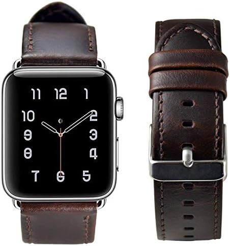 Globus Geschaft Leather Watch Strap for iWatch Series 4, Dark Brown iWatch Band 44mm