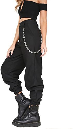 Women's Casual Baggy Hip Hop Pants Stylish Chain Loose Sport Harem Cargo Pants