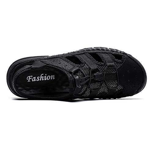 Yomiafy Men's Sandals Genuine Leather Fisherman Sandal Closed Toe Beach Casual Shoes(C,US:10.5)