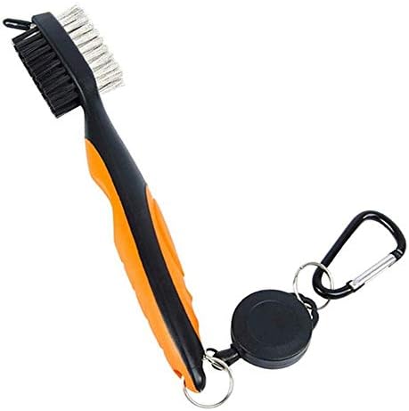 hauni Golf Club Brush Groove Cleaner with Retractable Zip-line and Aluminum Carabiner Cleaning Tools
