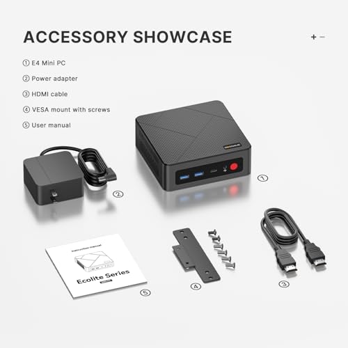 Mini PC BOSGAME E4, Mini Computer Windows 11 Pro con Ryzen 5 3550H (fino a 3,7 GHz), 16 GB DDR4, 512 GB SSD, Supporta Triplo Display 4K, Doppia Ethernet – Efficiente per ufficio e uso quotidiano
