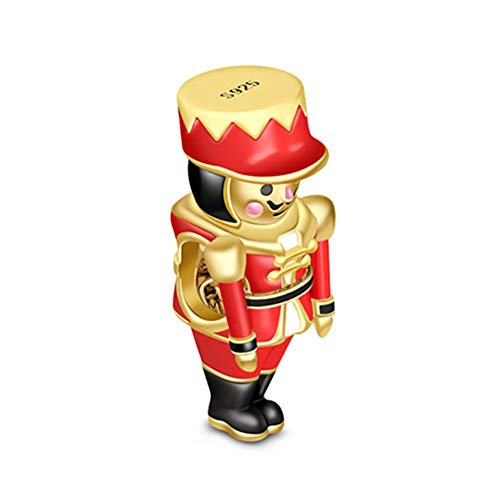 GNOCE "Gift The Nutcracker Robot Police Charms Special Yellow Gold Plated Festivity Decorative Nutcracker 925 Sterling Silver Charm Bead Happy Mothers Day! Dangle Fit Bracelet/Necklace for Girl Women - Thumbnail 4
