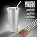8 Pack Reusable Metal Straws [Extra Silicone Tips] Eco Friendly Stainless Steel For Drinking [Free Travel Bag & Cleaning Brush]