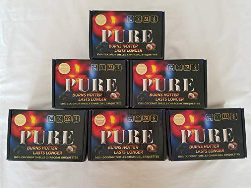 Pure Premium Choice 100% Coconut Shell Charcoal Briquettes for Hookah| Eco-Friendly Chemical Free Charcoal | 1 KG Box Contains 72 Cube Shaped Briquettes | Clean Burning & Long Lasting with Minimal Ash